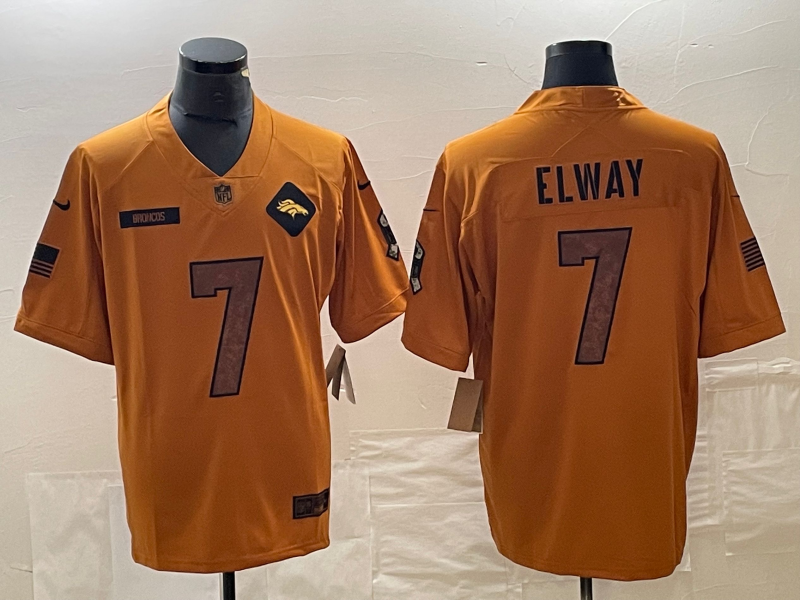 Men's Denver Broncos John Elway #7 Brown 2023 Salute To Service Retired Limited Jersey